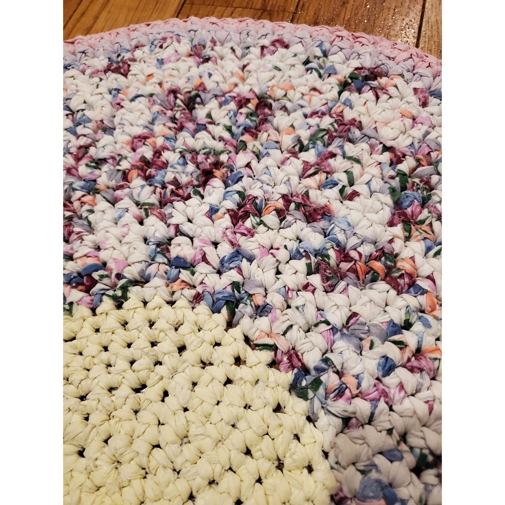 Vintage Handmade Crochet Round Rag Rug - Picture 2 of 3